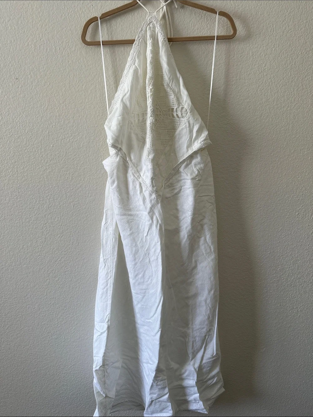 Abercrombie & Fitch White Crochet Halter Maxi Dress